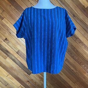 Vintage 80s/90s Blue Vertical Striped Baja Cotton Shirt